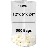 LDPE Clear Gusseted Poly bags 1.25 mil 12" X 6" X 24" 500 Bags