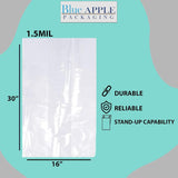 LDPE Clear Gusseted Poly Bags 1.5 mil 16" X 12" X 30"