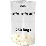 LDPE Clear Gusseted Poly Bags 2 Mil 18" X 16" X 40" 250 Bags
