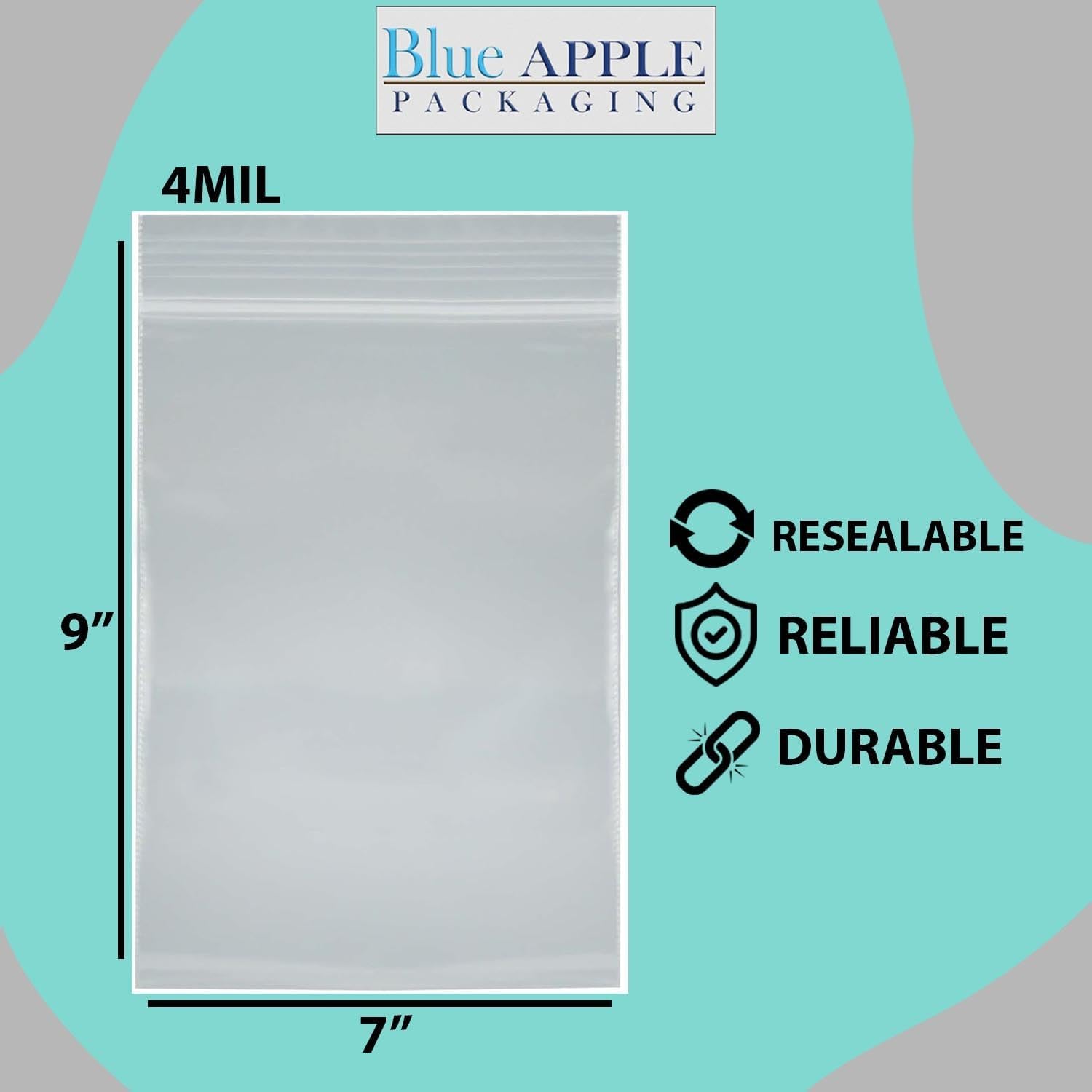 Resealable plastic bags 4 Mil Size: 7 inch (width) X 9 inch (Height)