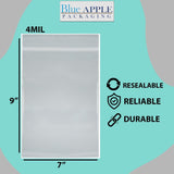 Resealable plastic bags 4 Mil Size: 7 inch (width) X 9 inch (Height)