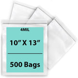 Resealable plastic bags 4 Mil Size: 10 inch (width) X 13 inch (Height) Pack of 500 Bags