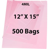 Pink Anti Static Bags 4 mil 12" X 15" 500 Bags