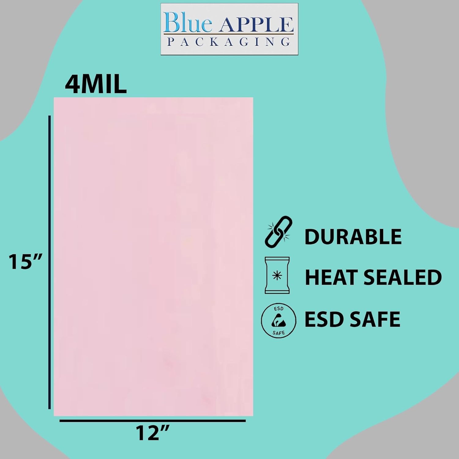 Pink Anti Static Bags 4 mil 12" X 15"