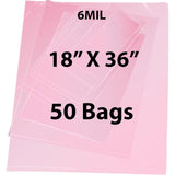 Pink Anti Static Bags 6 Mil 18" X 36" 50 Bags