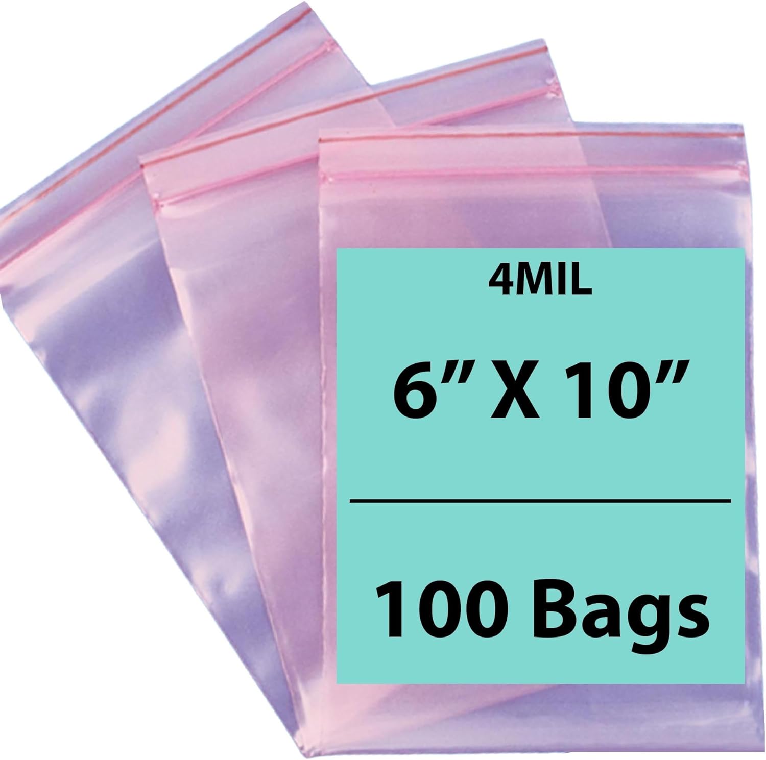Pink Anti Static Zip lock bags 4 mil 6" X 10" 100 Bags