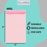 Pink Anti Static Zip lock bags 4 mil 2" X 3"