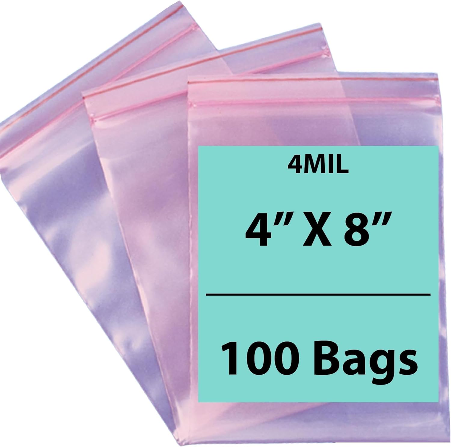 Pink Anti Static Zip lock bags 4 mil 4" X 8" 100 Bags