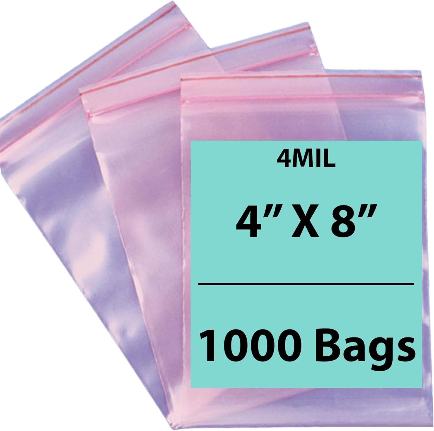 Pink Anti Static Zip lock bags 4 mil 4" X 8" 1000 Bags