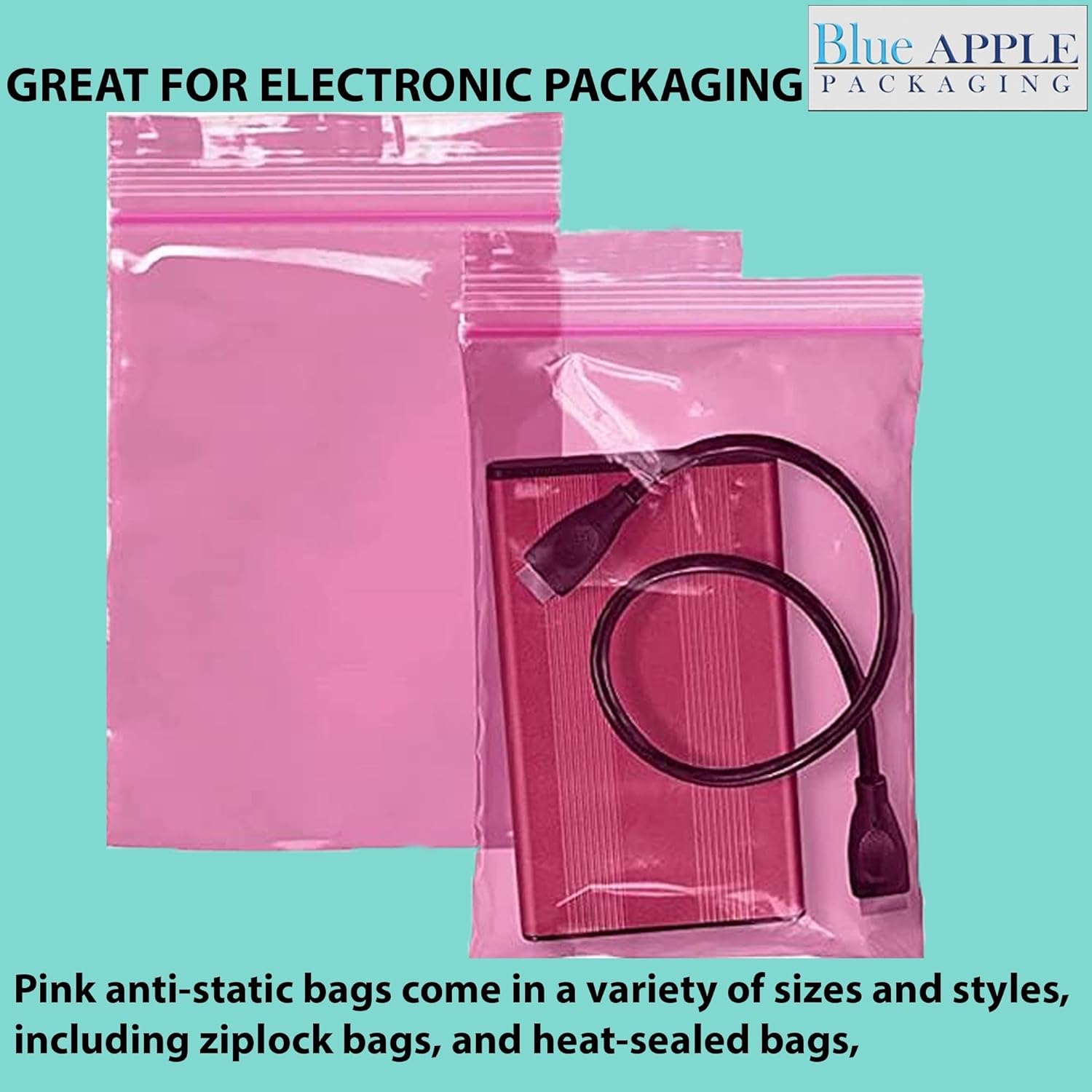 Pink Anti Static Zip lock bags 4 mil 4" X 8"