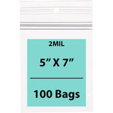 Polypropylene Ziplock Bags with hang hole 2 Mil 5X7 inches 100 Bags