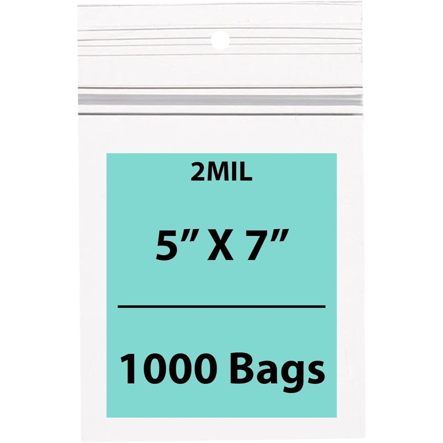 Polypropylene Ziplock Bags with hang hole 2 Mil 5X7 inches 1000 Bags