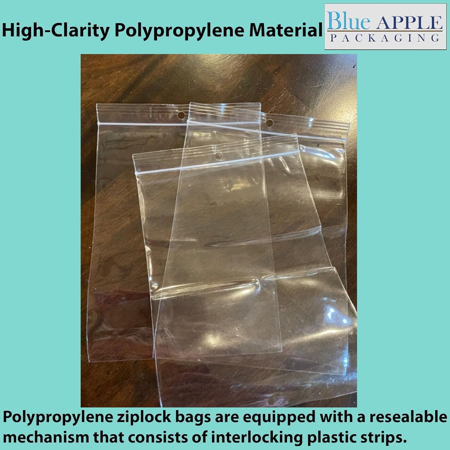 Polypropylene Ziplock Bags with hang hole 2 Mil 5X7 inches