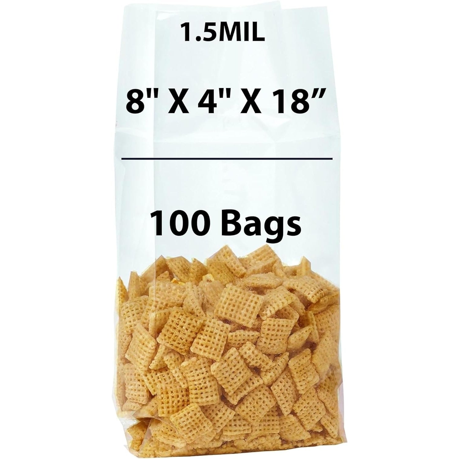 Gusseted Polypropylene Bags 1.5 Mil 8X4X18 inches 100 Bags