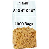 Gusseted Polypropylene Bags 1.5 Mil 8X4X18 inches 1000 Bags