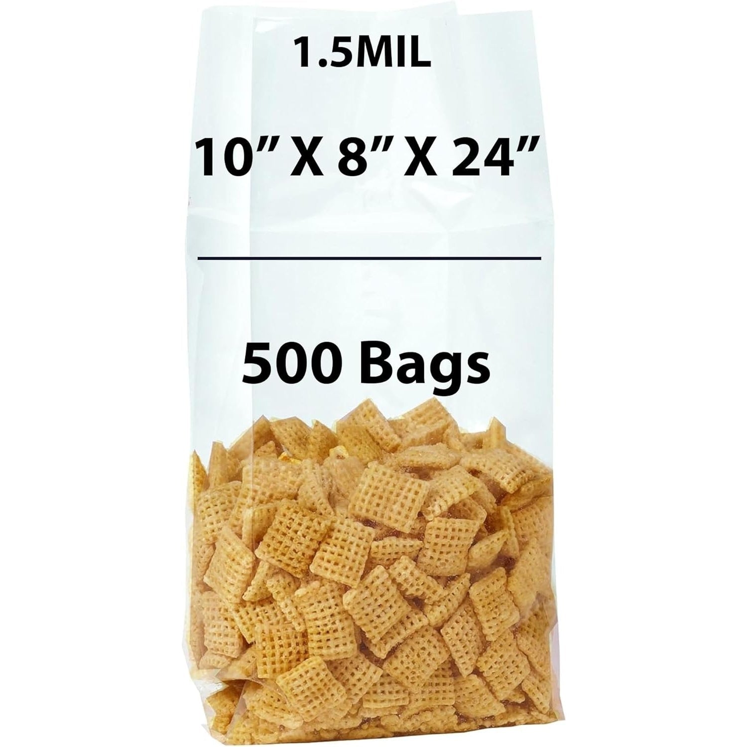 Gusseted Polypropylene Bags 1.5 Mil 10X8X24 inches 500 Bags