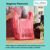 12" X 8" X 24" 0.65 Mil Magenta Plastronic HDPE T-Shirt Bags