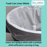 36" X 58" 55 Gal White LDPE Trash Can Liners 25 Mic