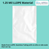 28" X 50" 1.25 Mil Std Linear LDPE Clear Flat Poly Bags