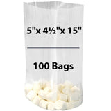 LDPE 5"X4.5"X15" 1 Mil Clear Gusseted Poly Bags 100 Bags