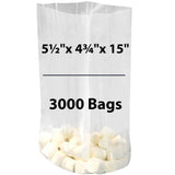 LDPE 5.5"X4.75"X15" 1 Mil Clear Gusseted Poly Bags 3000 Bags