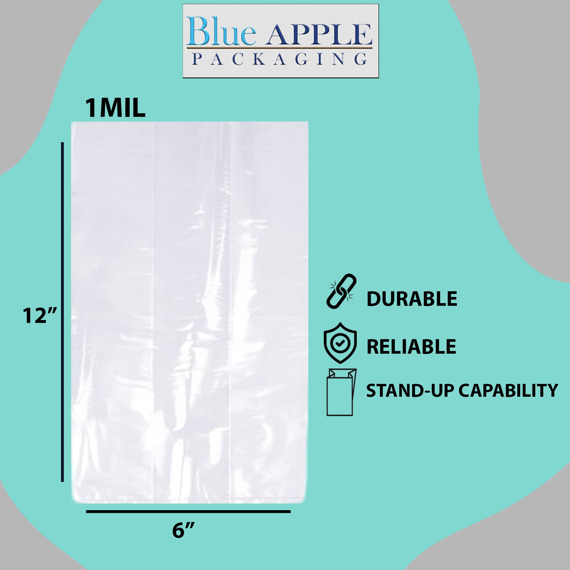 Clear Gusseted Poly Bags 1 Mil Size 6X3X12 Flat Bottom Heat Seal