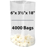 LDPE 1 mil 6"X3.5"X18" Clear Gusseted Poly Bags 4000 Bags