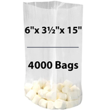 LDPE 1 mil 6"X3.5"X15" Clear Gusseted Poly Bags 4000 Bags