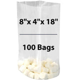 LDPE 1 mil 8"X4"X18" Clear Gusseted Poly Bags 100 Bags