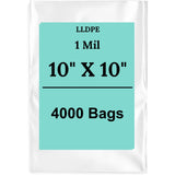 10" X 10" 1 Mil Std Linear LDPE Clear Flat Poly Bags