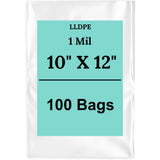 10" X 12" 1 Mil Std Linear LDPE Clear Flat Poly Bags