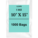 10" X 15" 1 Mil Std Linear LDPE Clear Flat Poly Bags