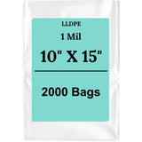 10" X 15" 1 Mil Std Linear LDPE Clear Flat Poly Bags