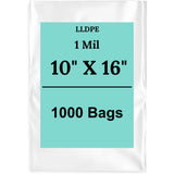 10" X 16" 1 Mil Std Linear LDPE Clear Flat Poly Bags