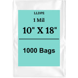 10" X 18" 1 Mil Std Linear LDPE Clear Flat Poly Bags