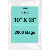 10" X 18" 1 Mil Std Linear LDPE Clear Flat Poly Bags