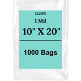10" X 20" 1 Mil Std Linear LDPE Clear Flat Poly Bags