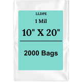 10" X 20" 1 Mil Std Linear LDPE Clear Flat Poly Bags