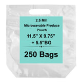 11.5 in X 9.75 in + 5.5 in bottom gusset Ready. Chef. Go! microwave produce pouch, 100-bag loose pack