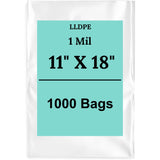 11" X 18" 1 Mil Std Linear LDPE Clear Flat Poly Bags