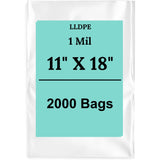 11" X 18" 1 Mil Std Linear LDPE Clear Flat Poly Bags