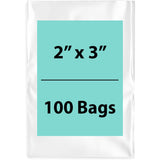 Clear Poly bags 1.25 Mil 2 inch (width) X 3 inch (Height) Pack of 100 Bags