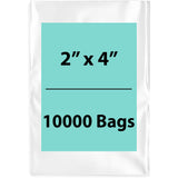 Clear Poly bags 1.25 Mil 2 inch (width) X 4 inch (Height) Pack of 10000 Bags