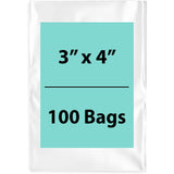 Clear Poly bags 1.25 Mil 3 inch (width) X 4 inch (Height) Pack of 100 Bags