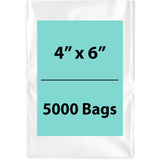Clear Poly bags 1.25 Mil 4 inch (width) X 6 inch (Height) Pack of 5000 Bags