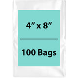 Clear Poly bags 1.25 Mil 4 inch (width) X 8 inch (Height) pack of 100 bags