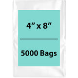 Clear Poly bags 1.25 Mil 4 inch (width) X 8 inch (Height) Pack of 5000 Bags