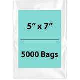 Clear Poly bags 1.25 Mil 5 inch (width) X 7 inch (Height) Pack of 5000 Bags
