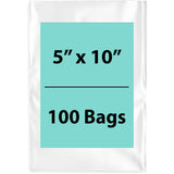 Clear Poly bags 1.25 Mil 5 inch (width) X 10 inch (Height) Pack of 100 Bags
