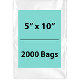 Clear Poly bags 1.25 Mil 5 inch (width) X 10 inch (Height) Pack of 2000 Bags